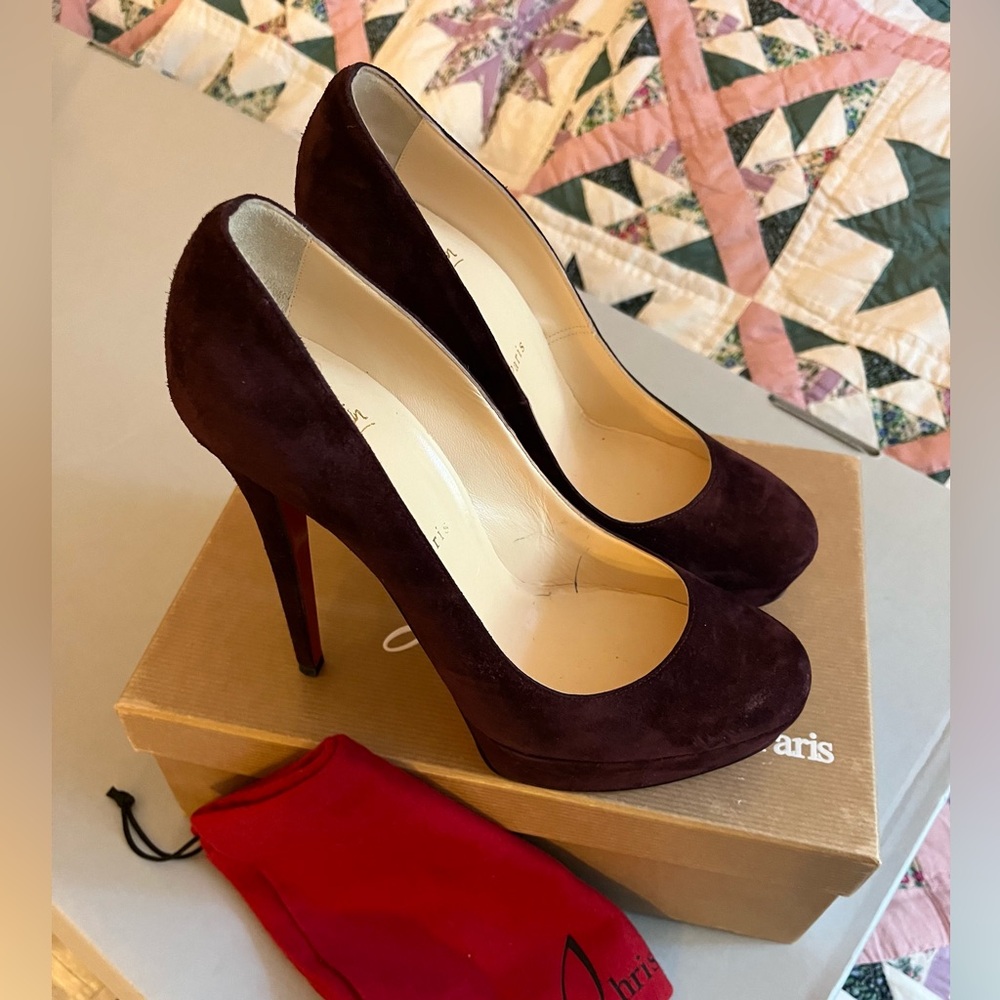 Christian Louboutin Bianca 140 Veau Velours Plum